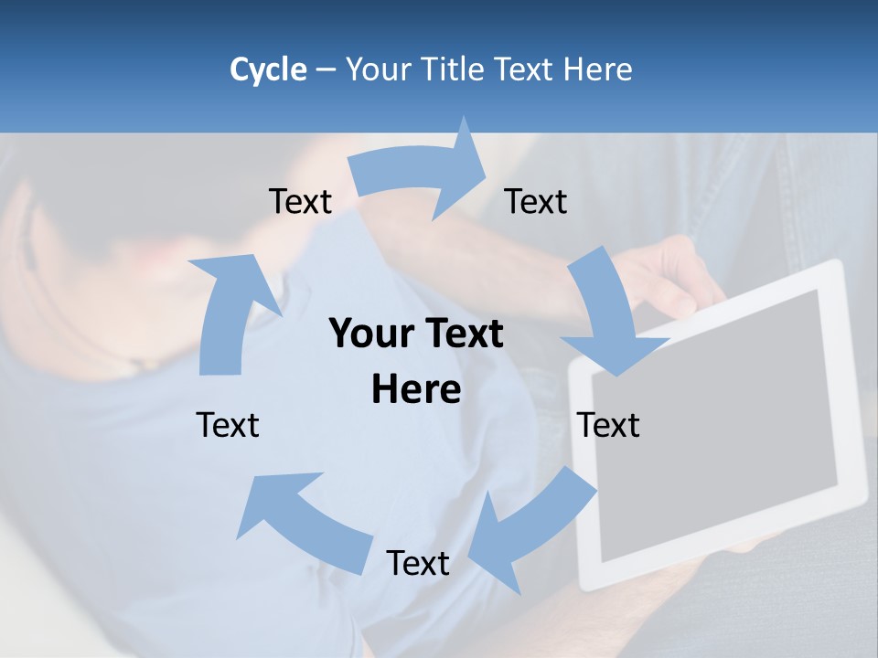 A Man Sitting On A Couch Holding A Tablet PowerPoint Template