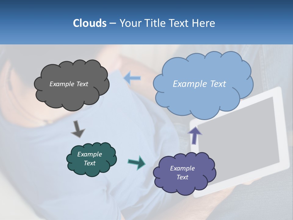 A Man Sitting On A Couch Holding A Tablet PowerPoint Template