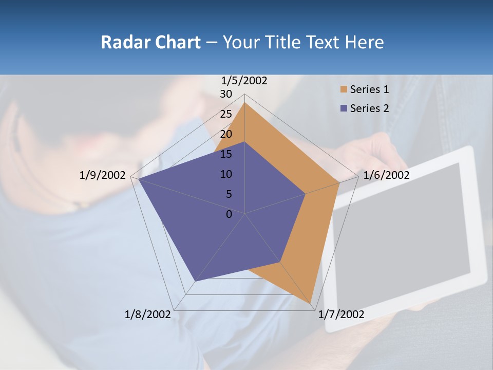A Man Sitting On A Couch Holding A Tablet PowerPoint Template