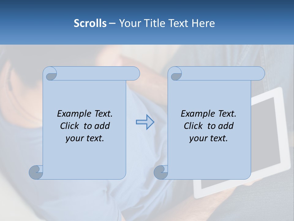 A Man Sitting On A Couch Holding A Tablet PowerPoint Template