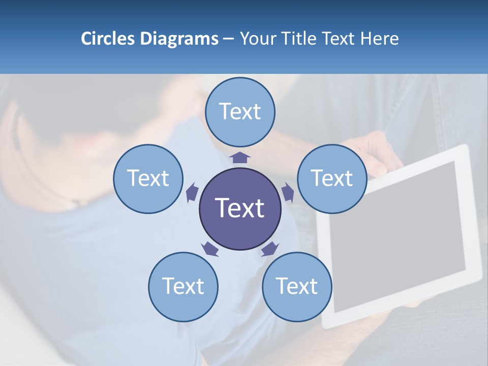 A Man Sitting On A Couch Holding A Tablet PowerPoint Template