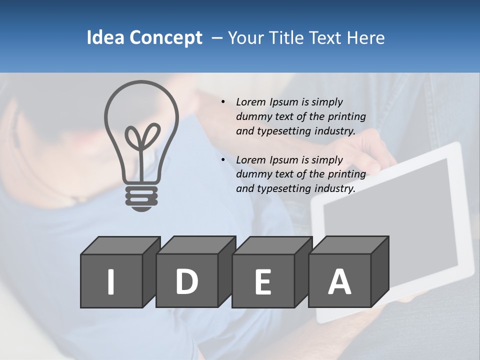 A Man Sitting On A Couch Holding A Tablet PowerPoint Template