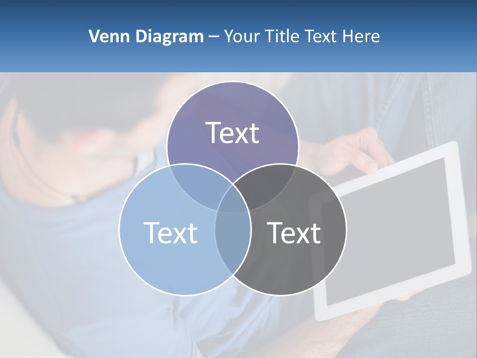 A Man Sitting On A Couch Holding A Tablet PowerPoint Template