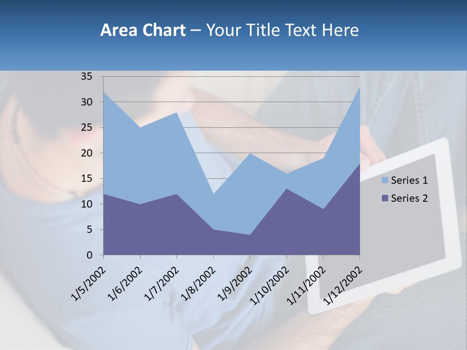 A Man Sitting On A Couch Holding A Tablet PowerPoint Template