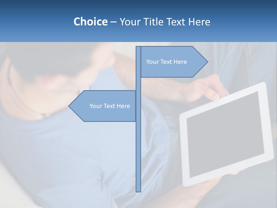 A Man Sitting On A Couch Holding A Tablet PowerPoint Template