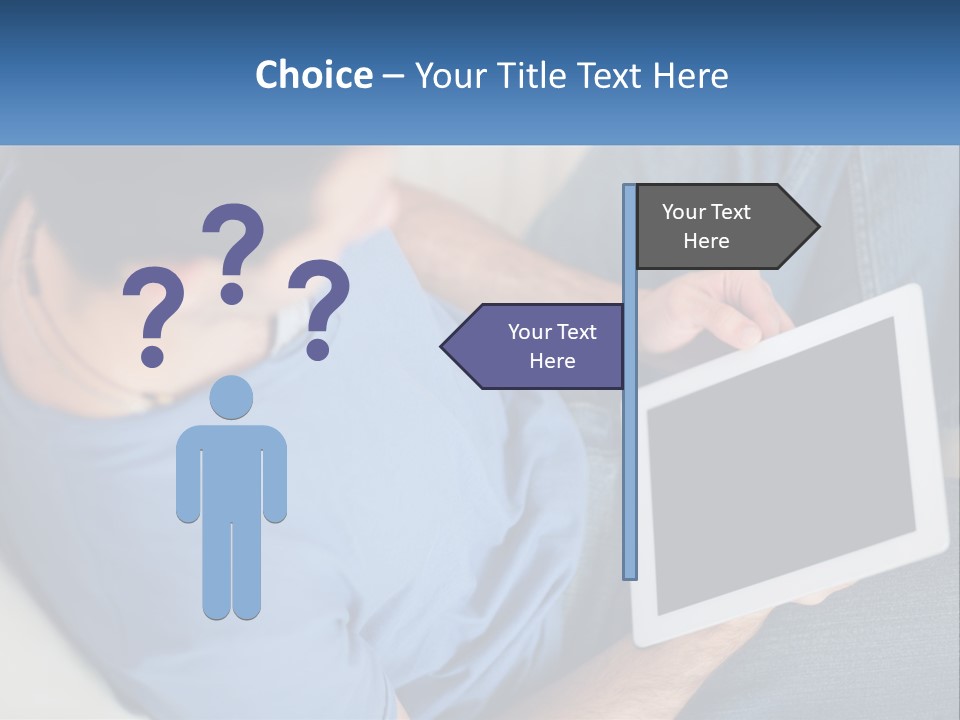 A Man Sitting On A Couch Holding A Tablet PowerPoint Template