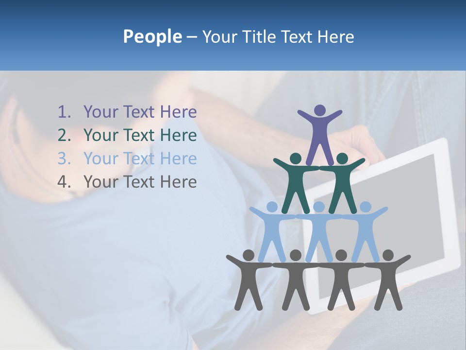 A Man Sitting On A Couch Holding A Tablet PowerPoint Template