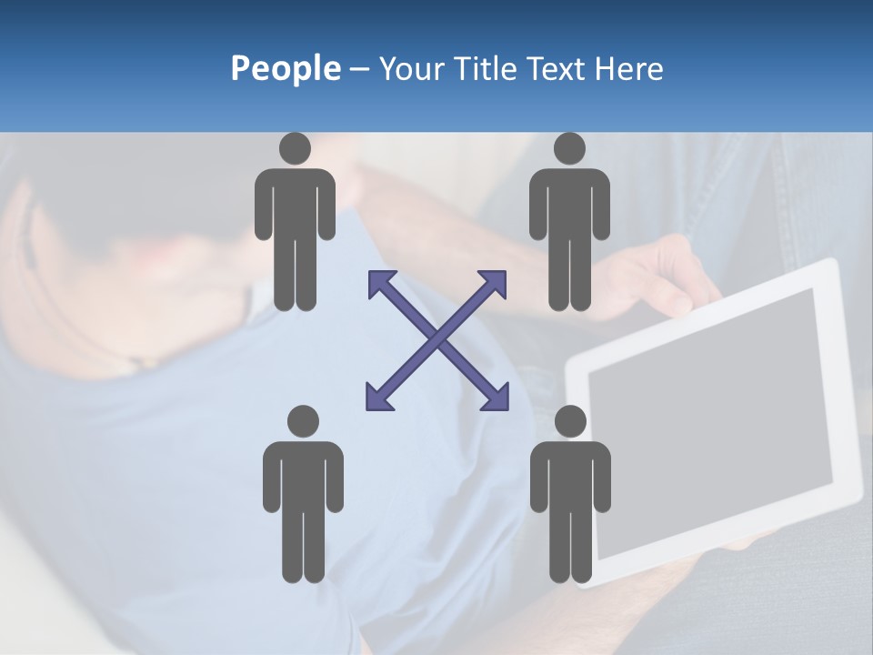 A Man Sitting On A Couch Holding A Tablet PowerPoint Template