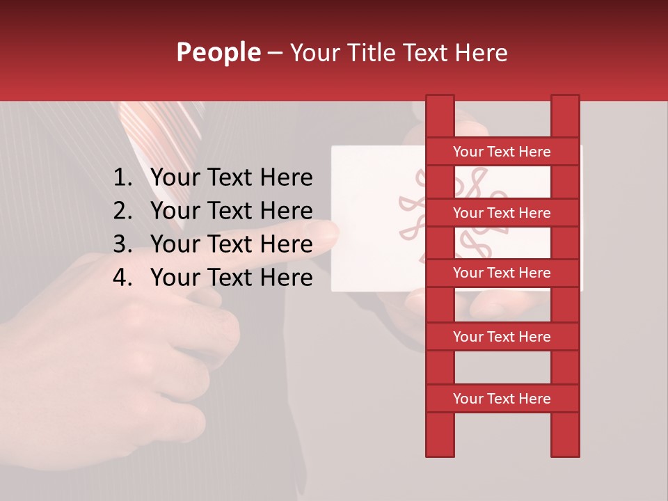 A Man In A Suit Pointing At A Business Card PowerPoint Template