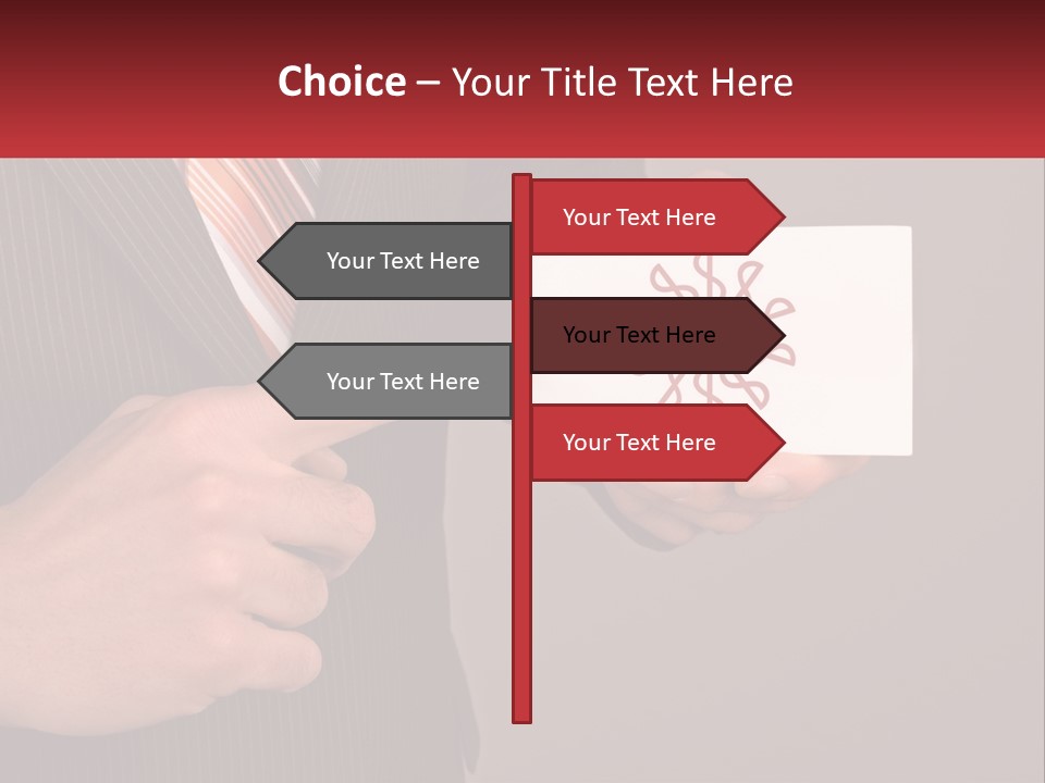 A Man In A Suit Pointing At A Business Card PowerPoint Template