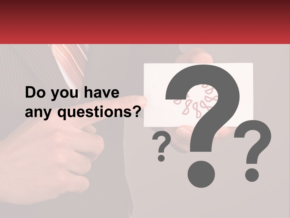 A Man In A Suit Pointing At A Business Card PowerPoint Template