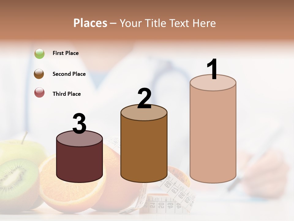 A Doctor Writing On A Piece Of Paper Next To Fruit PowerPoint Template