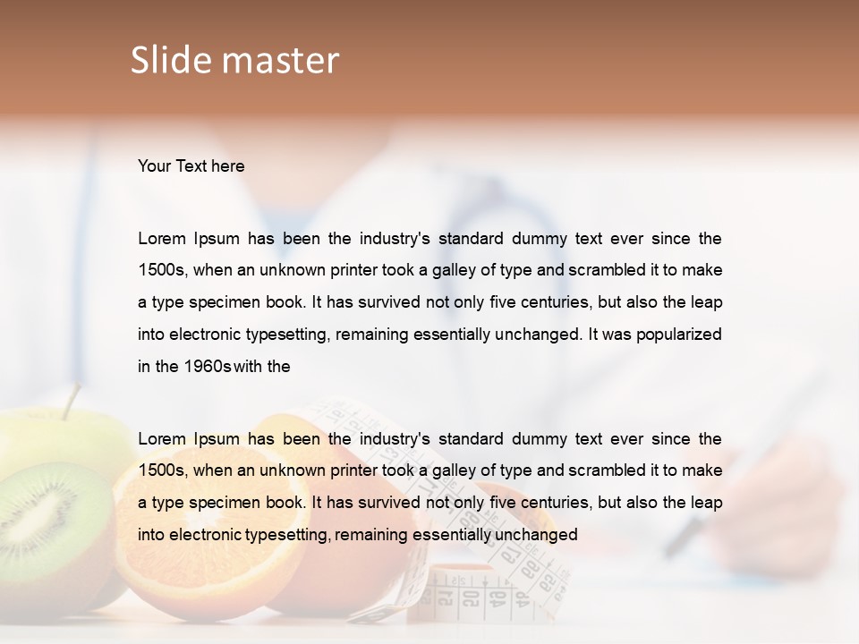 A Doctor Writing On A Piece Of Paper Next To Fruit PowerPoint Template