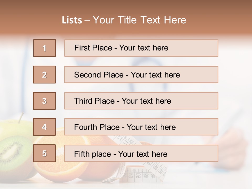 A Doctor Writing On A Piece Of Paper Next To Fruit PowerPoint Template