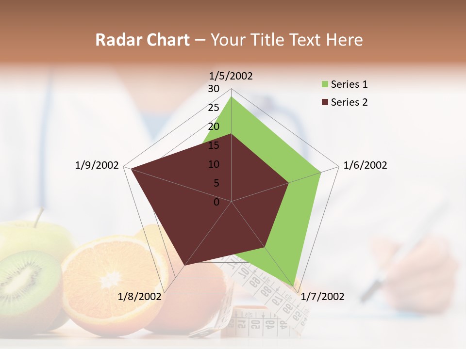 A Doctor Writing On A Piece Of Paper Next To Fruit PowerPoint Template