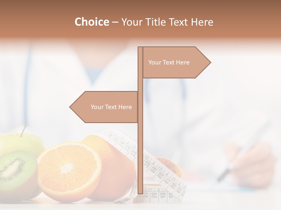 A Doctor Writing On A Piece Of Paper Next To Fruit PowerPoint Template
