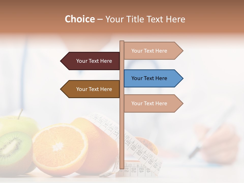 A Doctor Writing On A Piece Of Paper Next To Fruit PowerPoint Template