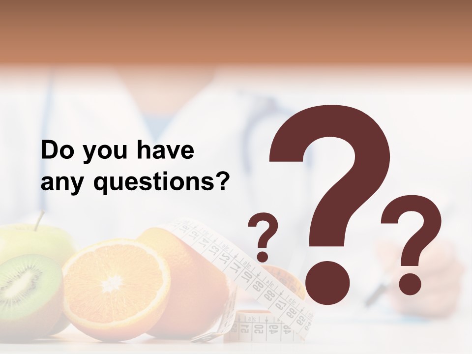 A Doctor Writing On A Piece Of Paper Next To Fruit PowerPoint Template