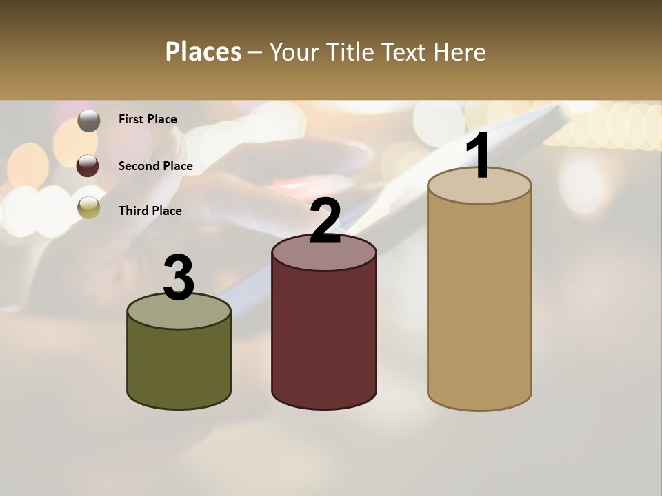 A Person Using A Cell Phone In A City At Night PowerPoint Template