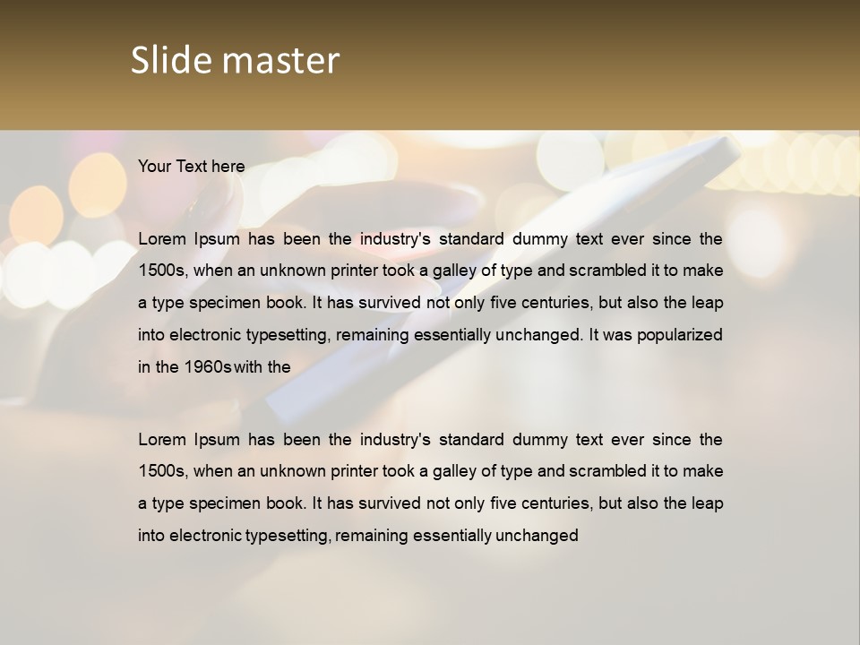 A Person Using A Cell Phone In A City At Night PowerPoint Template