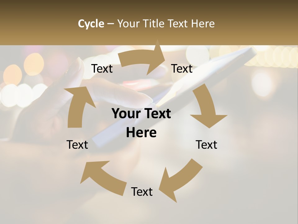 A Person Using A Cell Phone In A City At Night PowerPoint Template
