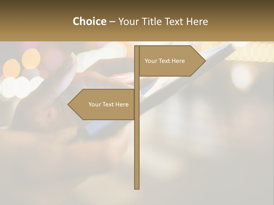 A Person Using A Cell Phone In A City At Night PowerPoint Template