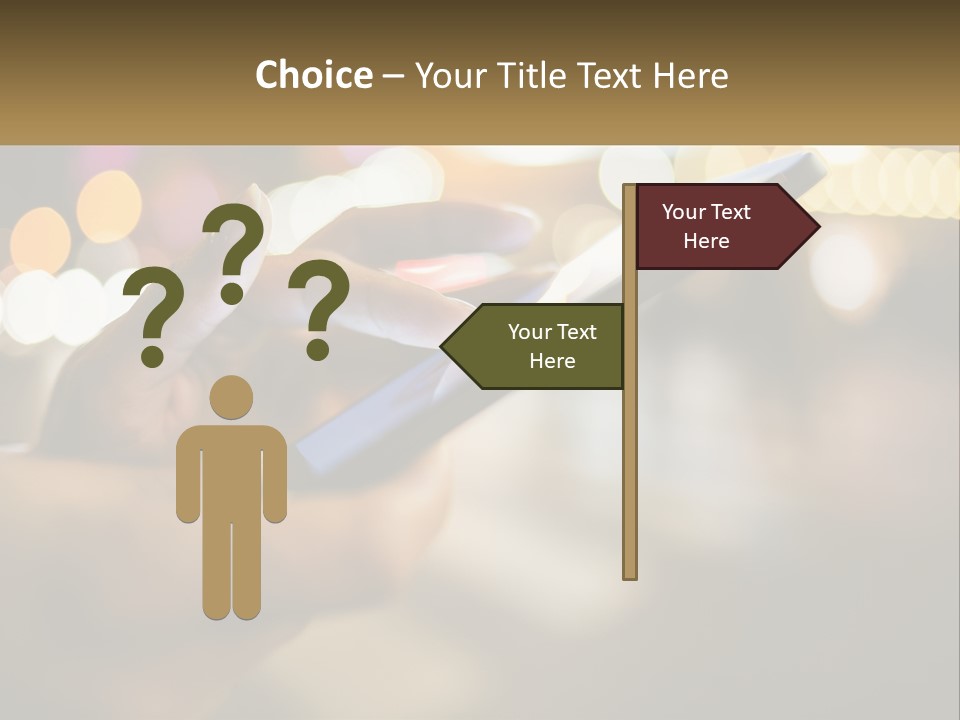 A Person Using A Cell Phone In A City At Night PowerPoint Template