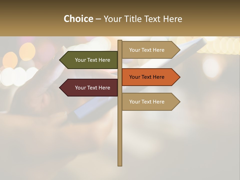 A Person Using A Cell Phone In A City At Night PowerPoint Template