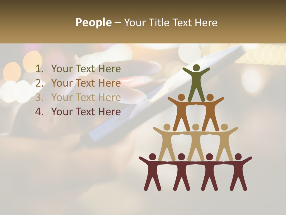 A Person Using A Cell Phone In A City At Night PowerPoint Template