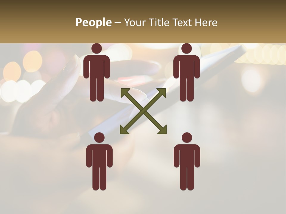 A Person Using A Cell Phone In A City At Night PowerPoint Template