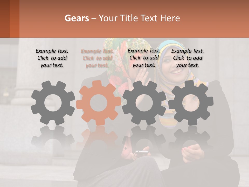 Two Women In Hijabs Are Sitting On A Bench PowerPoint Template