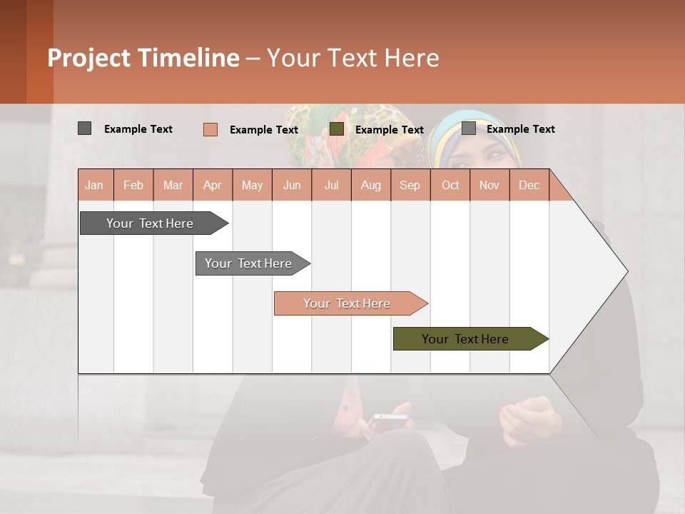 Two Women In Hijabs Are Sitting On A Bench PowerPoint Template