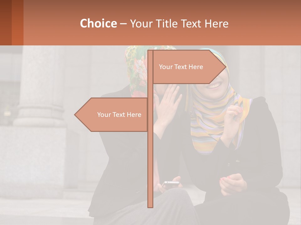 Two Women In Hijabs Are Sitting On A Bench PowerPoint Template