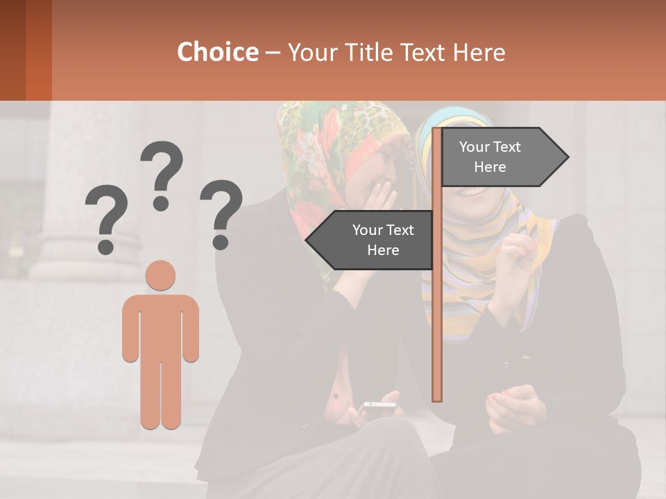 Two Women In Hijabs Are Sitting On A Bench PowerPoint Template