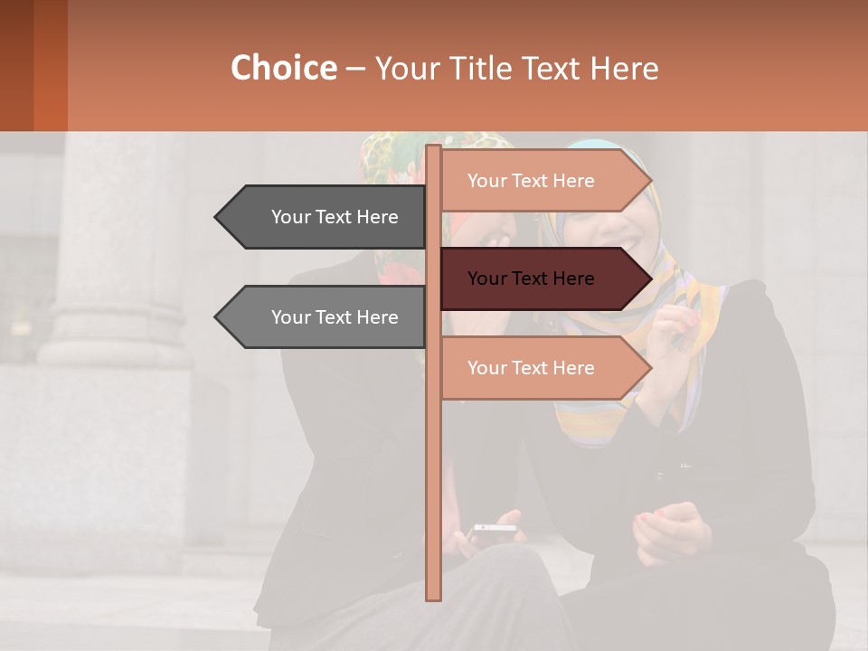 Two Women In Hijabs Are Sitting On A Bench PowerPoint Template