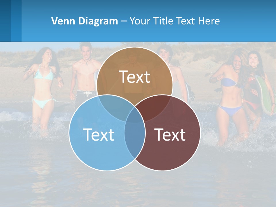 A Group Of People Walking Into The Water With Surfboards PowerPoint Template