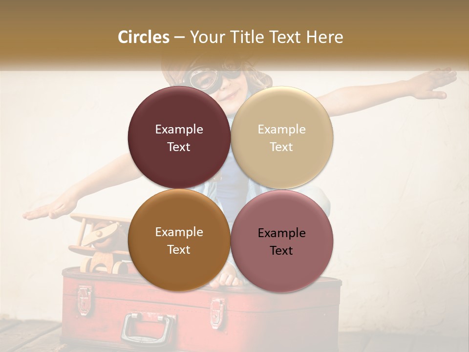 A Little Girl Sitting On Top Of A Red Suitcase PowerPoint Template