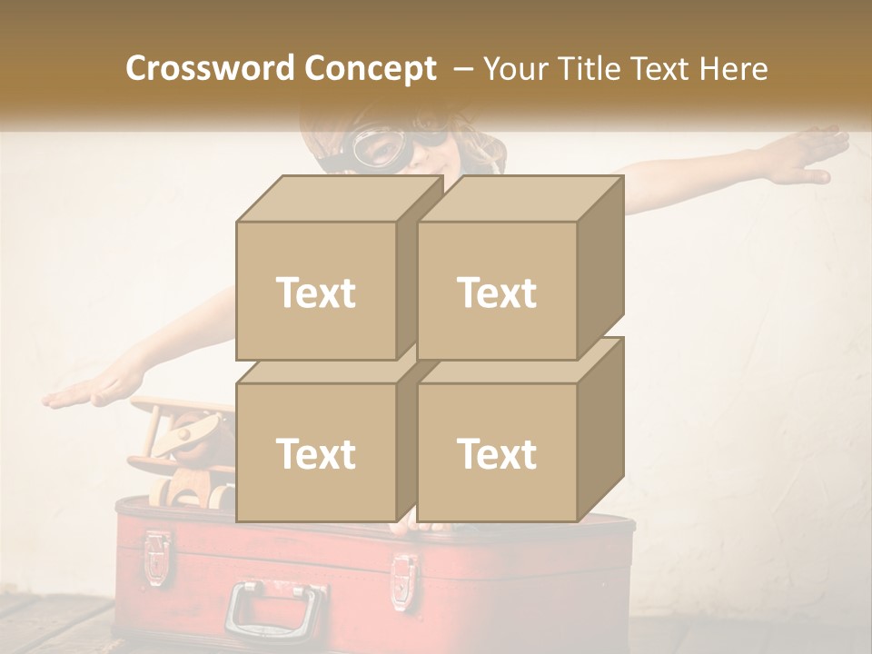 A Little Girl Sitting On Top Of A Red Suitcase PowerPoint Template