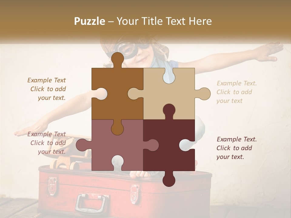 A Little Girl Sitting On Top Of A Red Suitcase PowerPoint Template