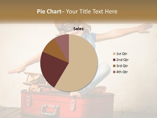 A Little Girl Sitting On Top Of A Red Suitcase PowerPoint Template