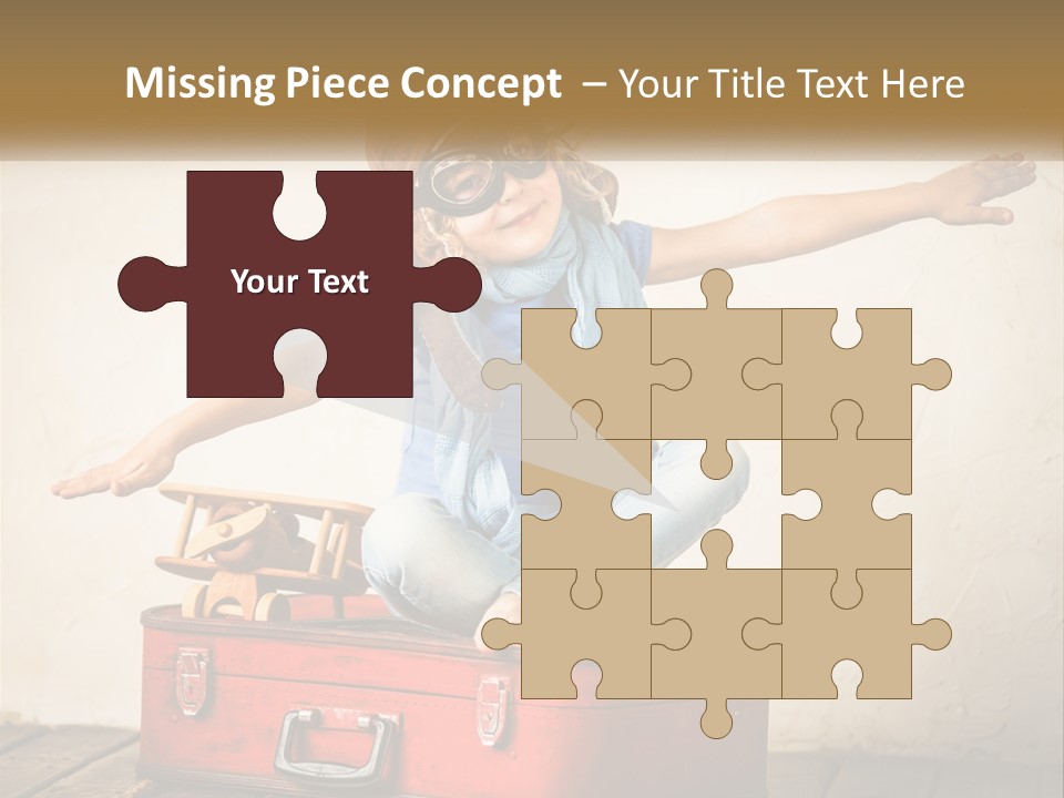 A Little Girl Sitting On Top Of A Red Suitcase PowerPoint Template