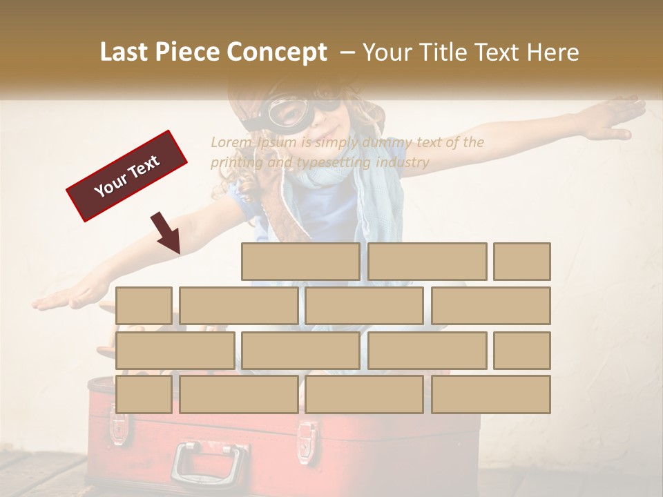 A Little Girl Sitting On Top Of A Red Suitcase PowerPoint Template