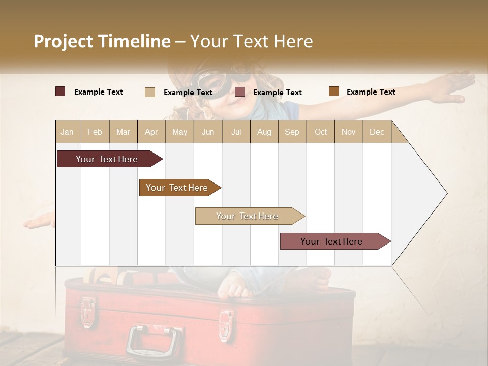 A Little Girl Sitting On Top Of A Red Suitcase PowerPoint Template