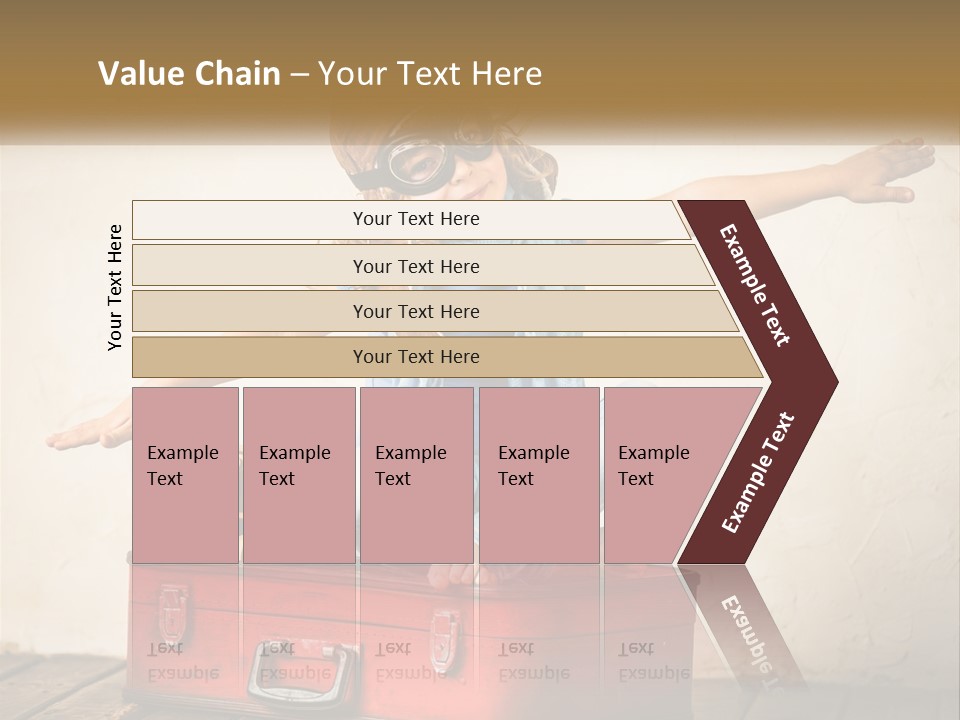 A Little Girl Sitting On Top Of A Red Suitcase PowerPoint Template