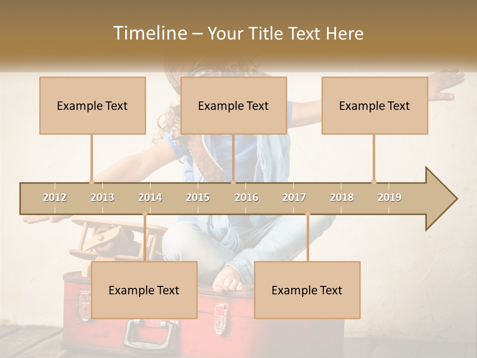 A Little Girl Sitting On Top Of A Red Suitcase PowerPoint Template