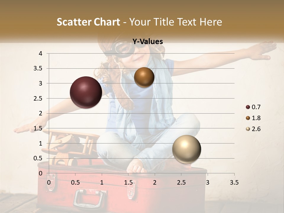 A Little Girl Sitting On Top Of A Red Suitcase PowerPoint Template