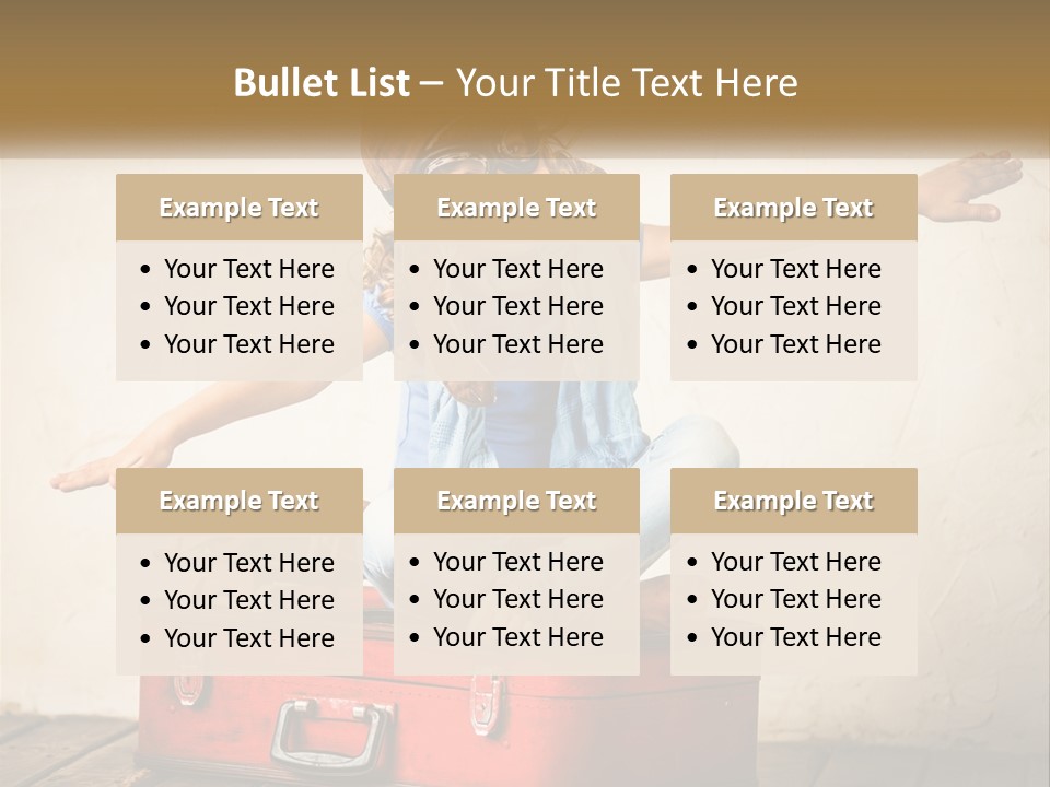 A Little Girl Sitting On Top Of A Red Suitcase PowerPoint Template