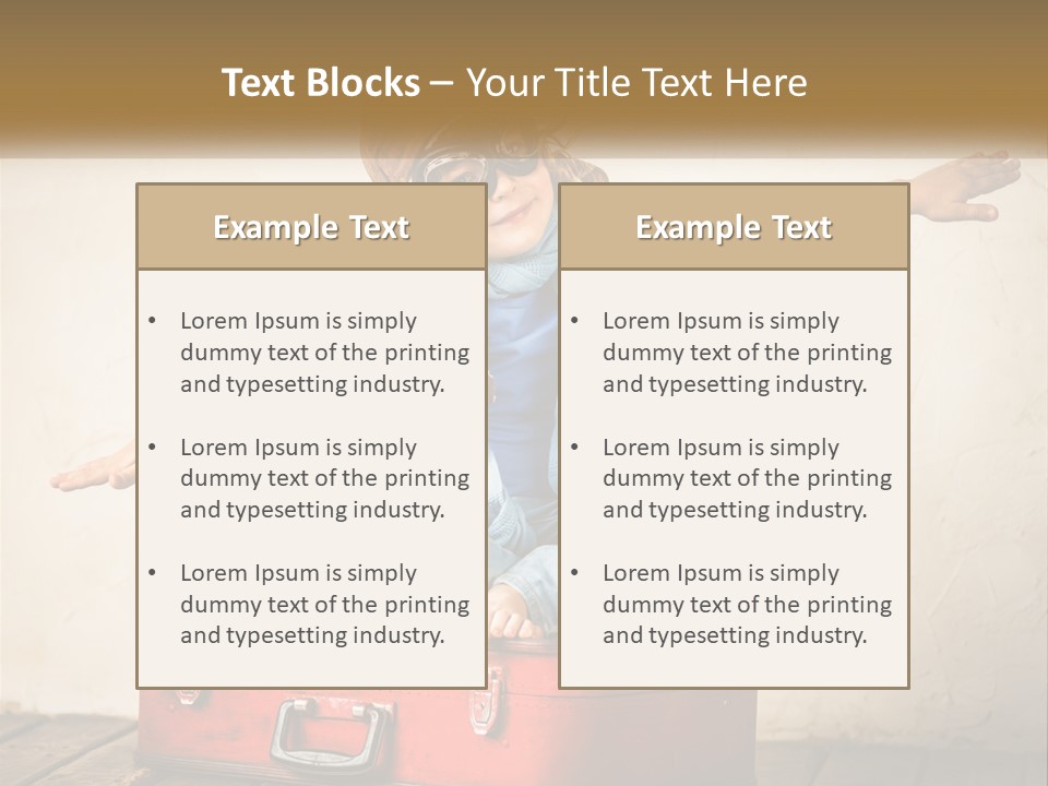 A Little Girl Sitting On Top Of A Red Suitcase PowerPoint Template