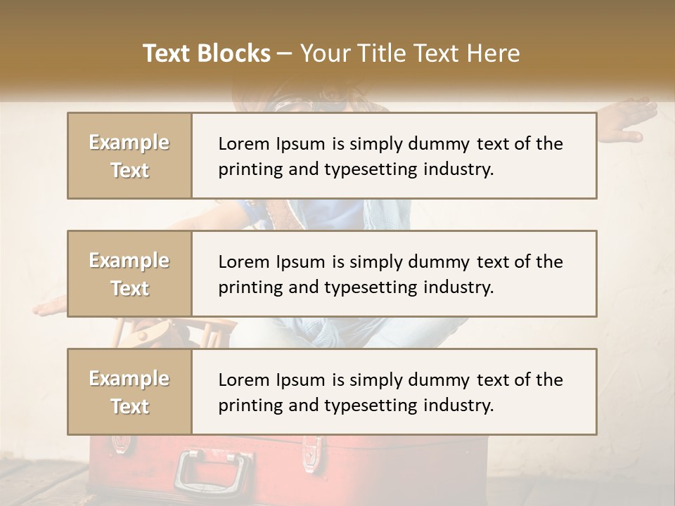 A Little Girl Sitting On Top Of A Red Suitcase PowerPoint Template