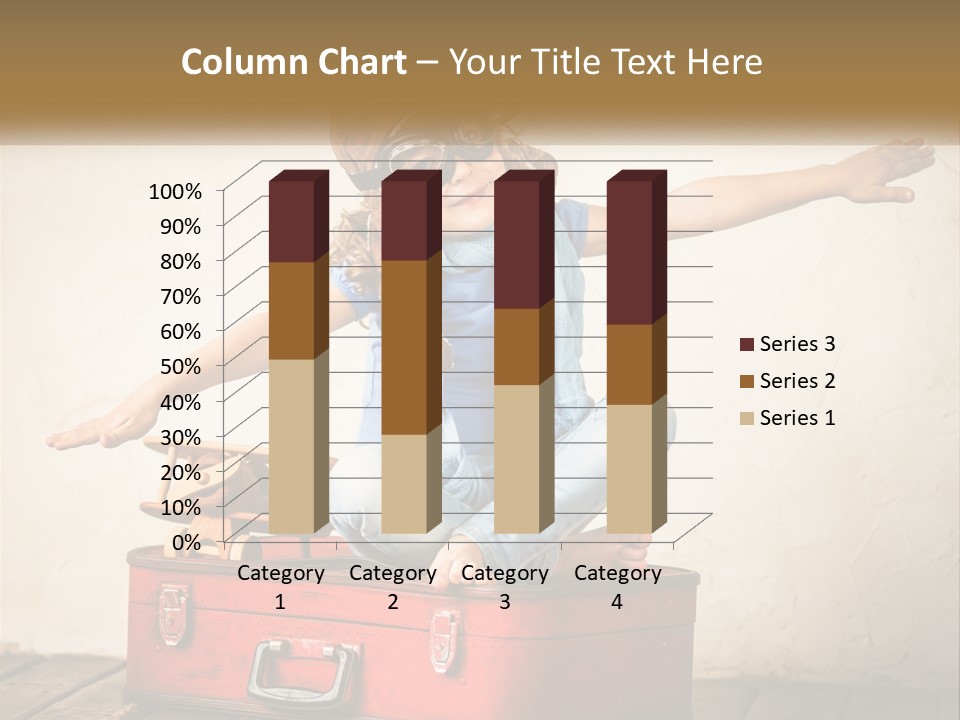 A Little Girl Sitting On Top Of A Red Suitcase PowerPoint Template